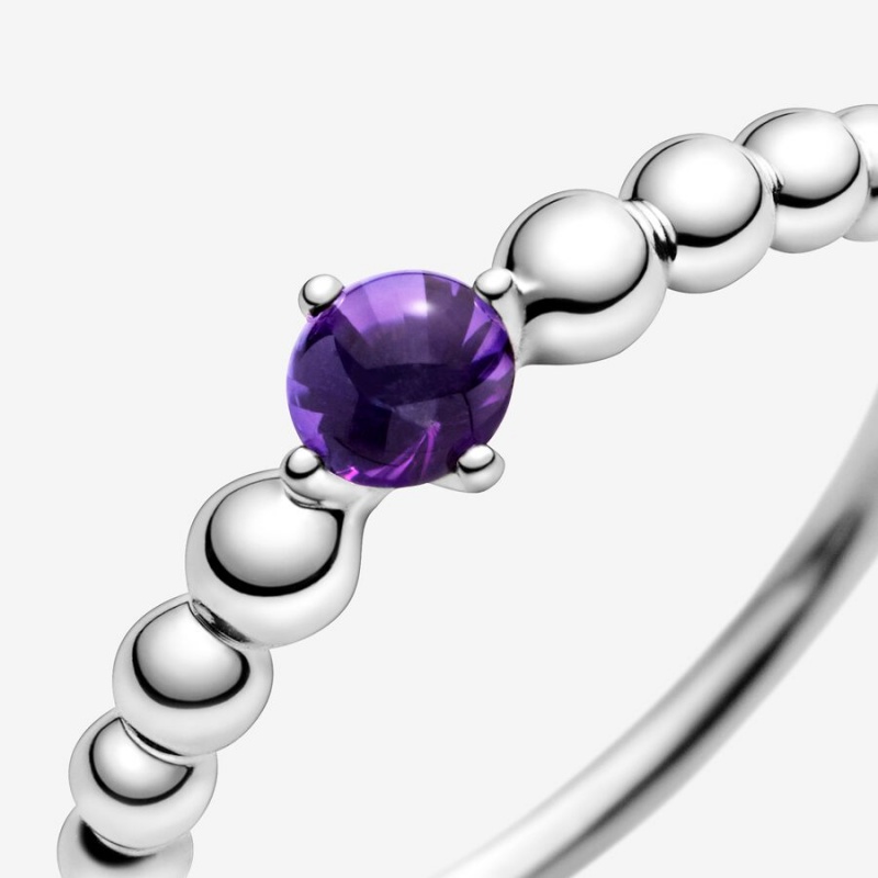 Pandora February Purple Beaded Ring Sterling Silver | 819QSTZMX