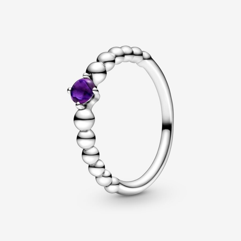 Pandora February Purple Beaded Ring Sterling Silver | 819QSTZMX