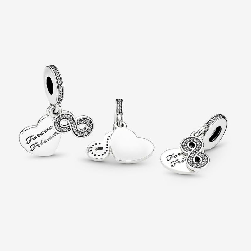 Pandora Forever Friends Heart Dangle Charm Sterling Silver | 026XILJFM