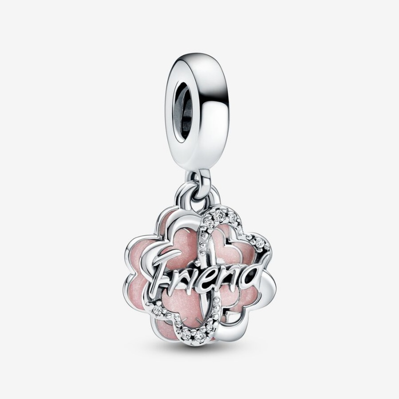 Pandora Four-leaf Clover Friendship Double Dangle Charm Sterling Silver | 259ACUEQT