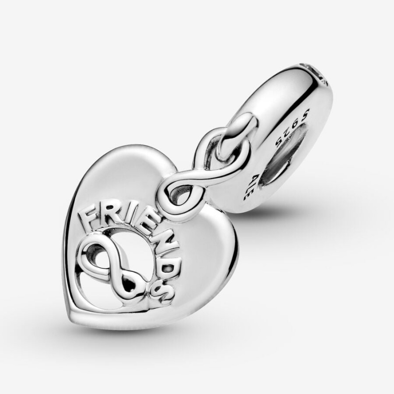 Pandora Friends Forever Heart Dangle Charm Sterling Silver | 713LQZKOX