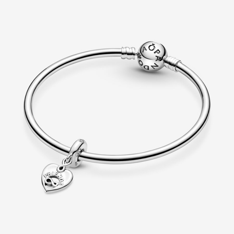 Pandora Friends Forever Heart Dangle Charm Sterling Silver | 713LQZKOX