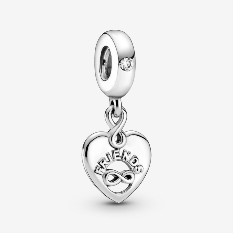 Pandora Friends Forever Heart Dangle Charm Sterling Silver | 713LQZKOX