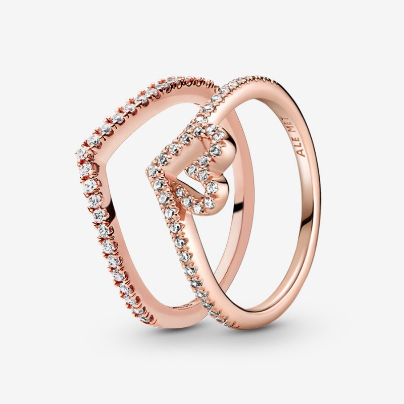 Pandora Full of Love and Sparkle Wishbone Ring Set | 840UIJBZA