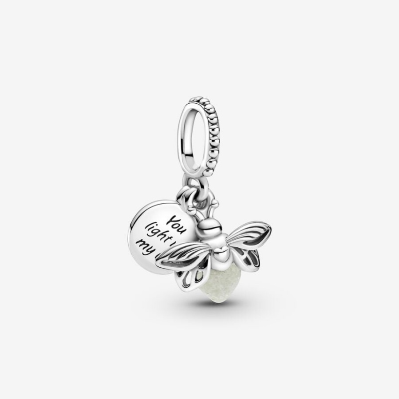 Pandora Glow-in-the-dark Firefly Dangle Charm Sterling Silver | 671AEUMPF