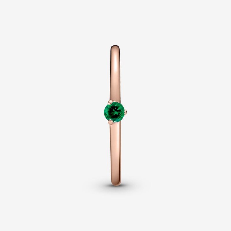 Pandora Green Solitaire Ring Rose Gold Plated | 078BRWETX