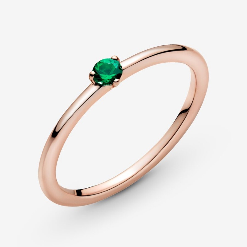 Pandora Green Solitaire Ring Rose Gold Plated | 078BRWETX