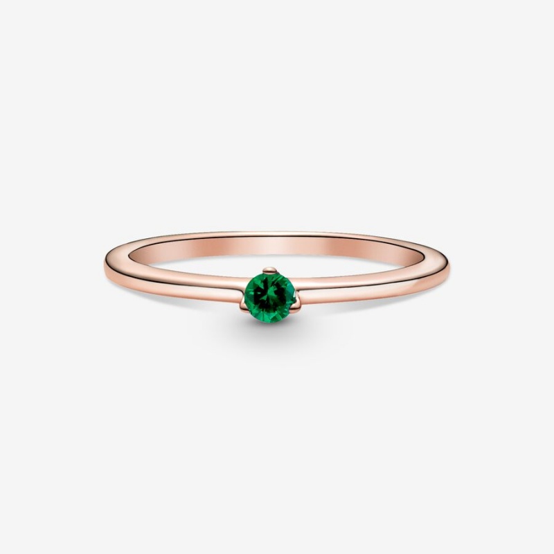 Pandora Green Solitaire Ring Rose Gold Plated | 078BRWETX