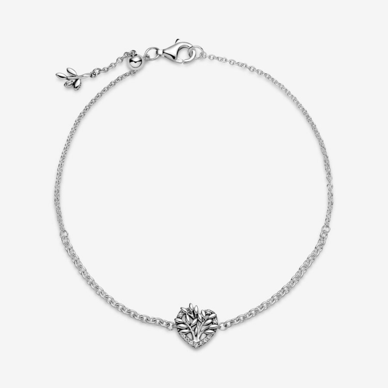 Pandora Heart Family Tree Chain Bracelet Sterling Silver | 146OQKJXM