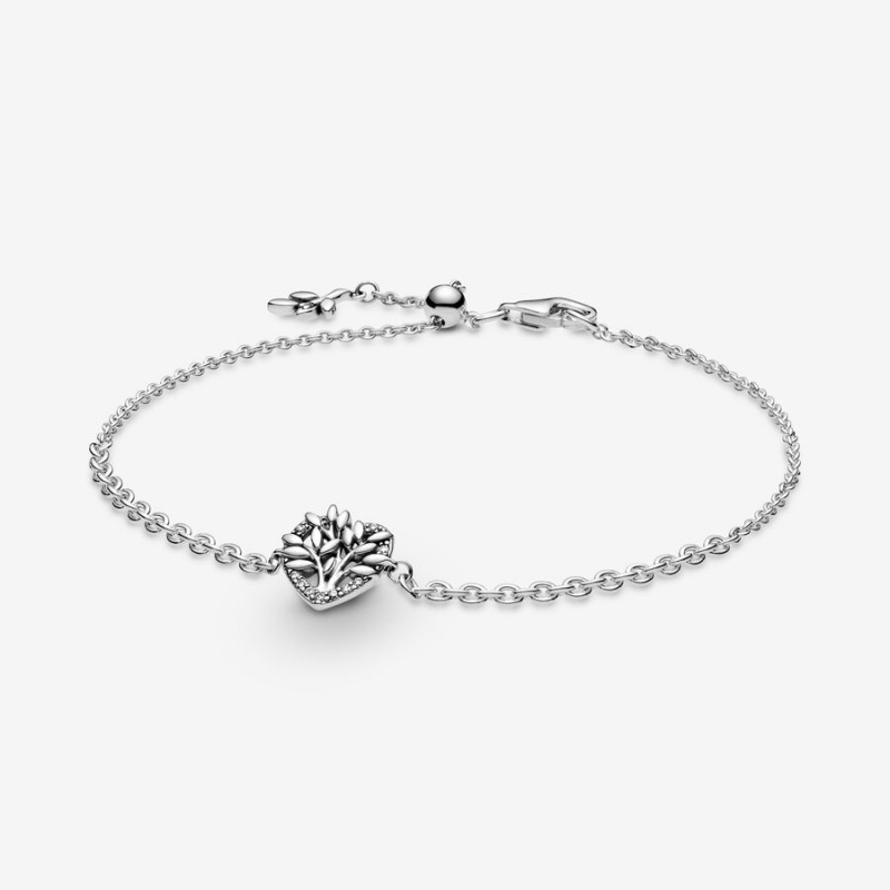 Pandora Heart Family Tree Chain Bracelet Sterling Silver | 146OQKJXM