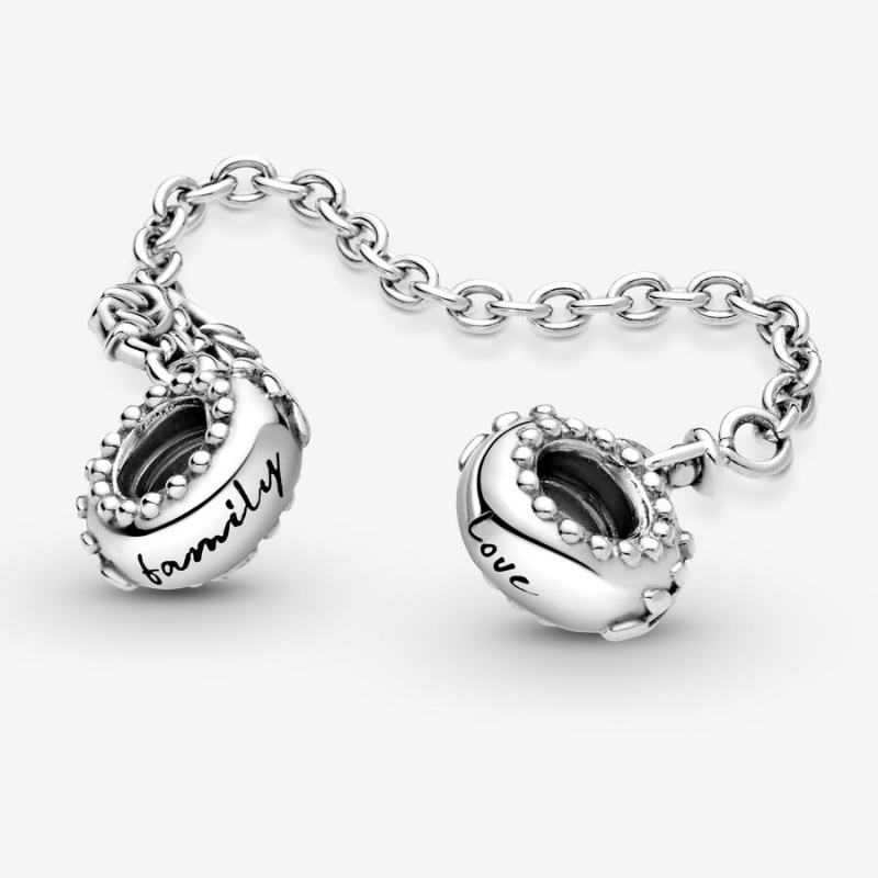 Pandora Heart Family Tree Safety Chain Charm Sterling Silver | 845BZKCSI