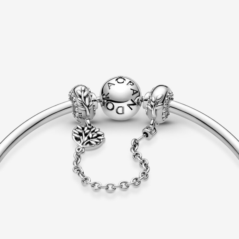 Pandora Heart Family Tree Safety Chain Charm Sterling Silver | 845BZKCSI