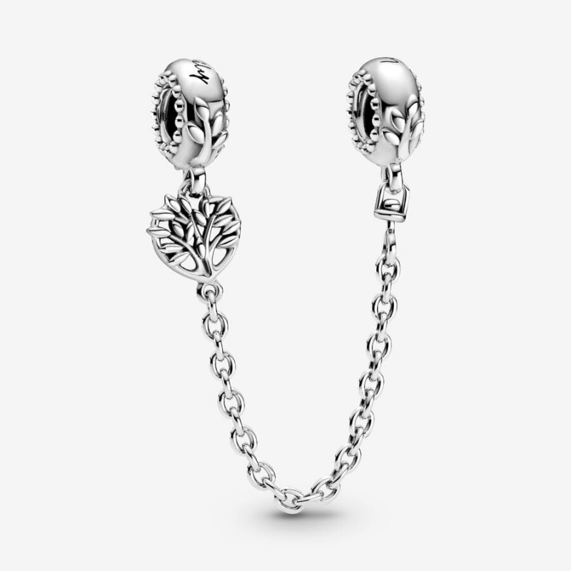 Pandora Heart Family Tree Safety Chain Charm Sterling Silver | 845BZKCSI