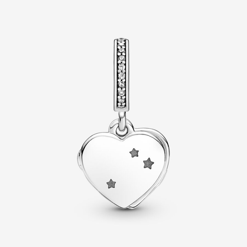 Pandora Heart, Flag & Remembrance Ribbon Double Dangle Charm Sterling Silver | 051FDSBCA