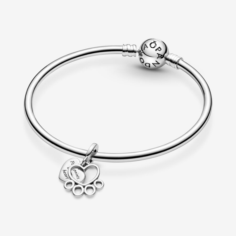 Pandora Hearts & Paw Print Dangle Charm Sterling Silver | 706WMESKG