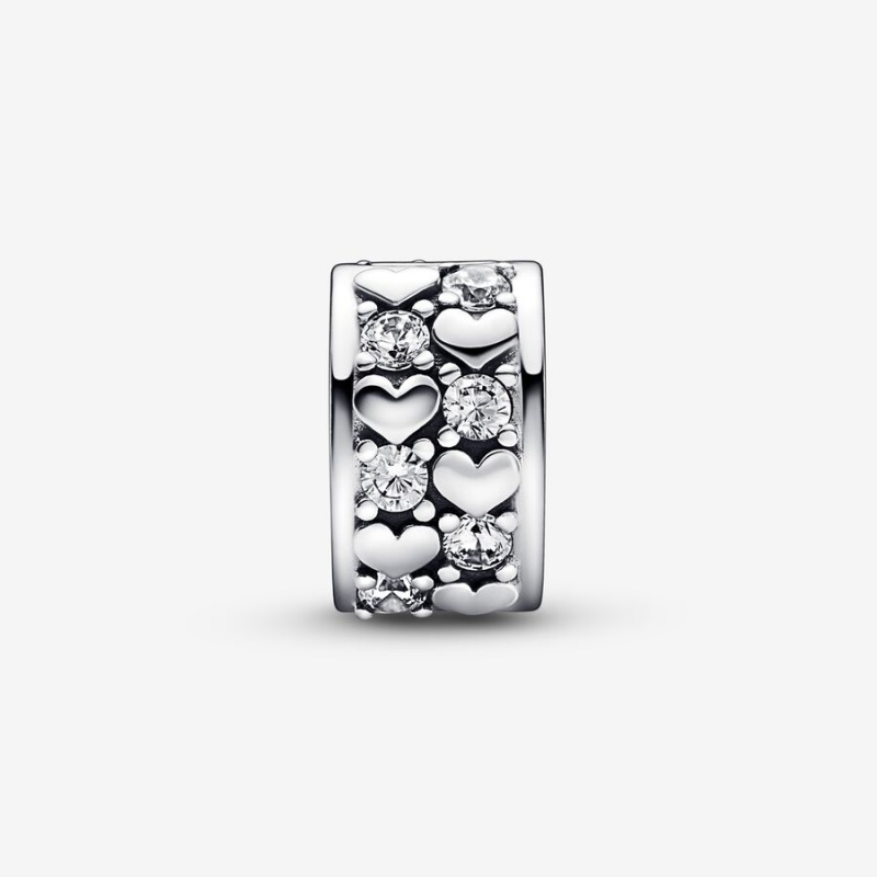 Pandora Infinite Hearts Sparkling Clip Charm Sterling Silver | 912FBOZGA