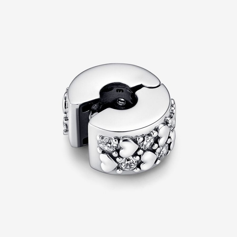 Pandora Infinite Hearts Sparkling Clip Charm Sterling Silver | 912FBOZGA