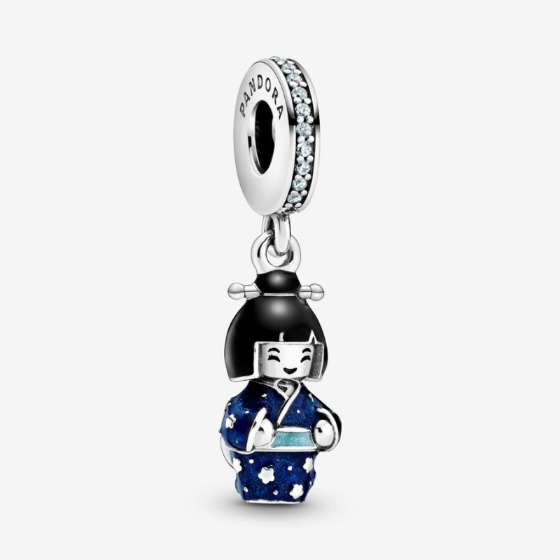 Pandora Japanese Doll in Blue Kimono Dangle Charm Sterling Silver | 026TDLBOC