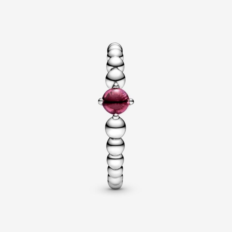 Pandora July Blazing Red Beaded Ring Sterling Silver | 253XVNTOL