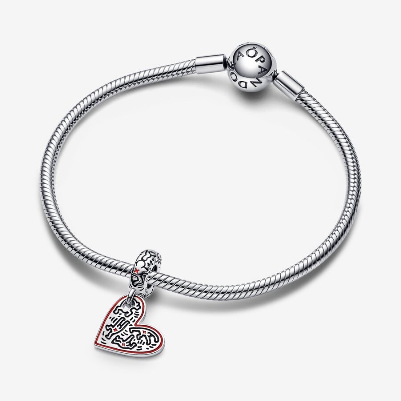 Pandora Keith Haring™ x Line Art People Heart Dangle Charm Sterling Silver | 573WFJOHD