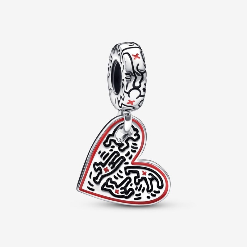 Pandora Keith Haring™ x Line Art People Heart Dangle Charm Sterling Silver | 573WFJOHD