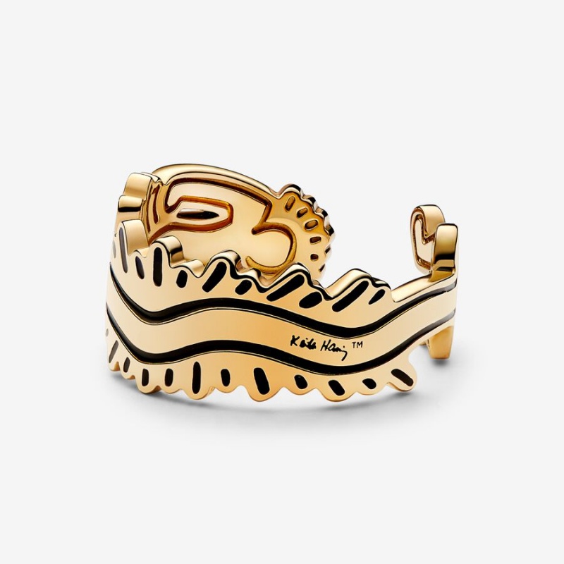 Pandora Keith Haring™ x Wavy Figure Open Ring Gold Plated | 791TQEJKP