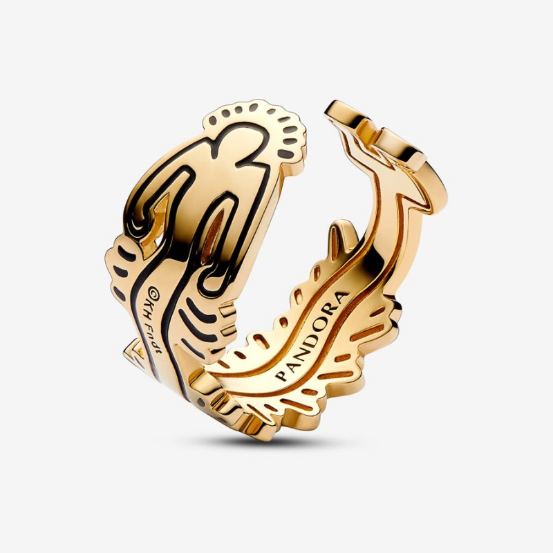 Pandora Keith Haring™ x Wavy Figure Open Ring Gold Plated | 791TQEJKP