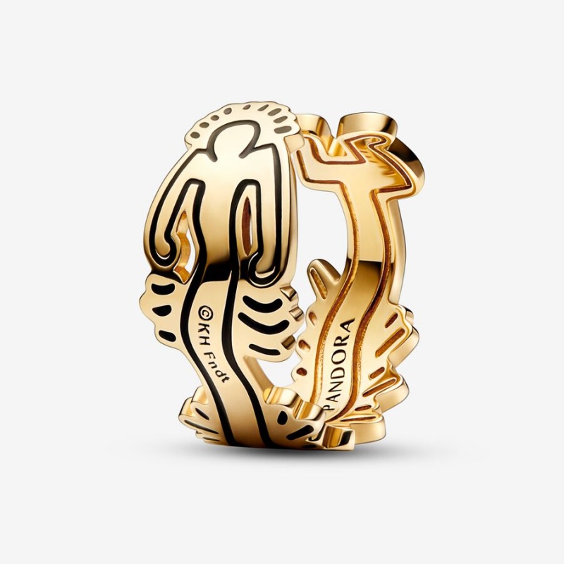 Pandora Keith Haring™ x Wavy Figure Open Ring Gold Plated | 791TQEJKP