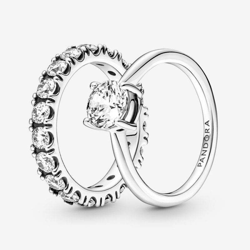 Pandora Light As Air Solitaire Stacking Ring Set | 735KSTQVE