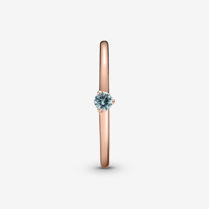 Pandora Light Blue Solitaire Ring Rose Gold Plated | 543GOXEYR