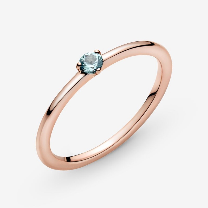 Pandora Light Blue Solitaire Ring Rose Gold Plated | 543GOXEYR