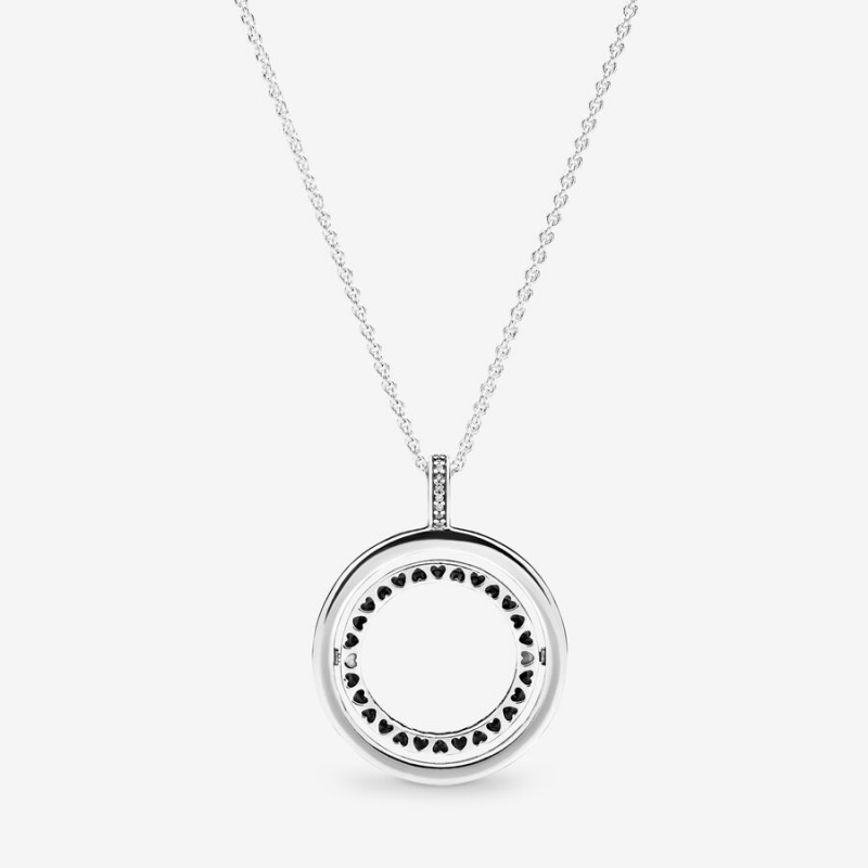 Pandora Logo Circle Necklace Sterling Silver | 658VXPRJG