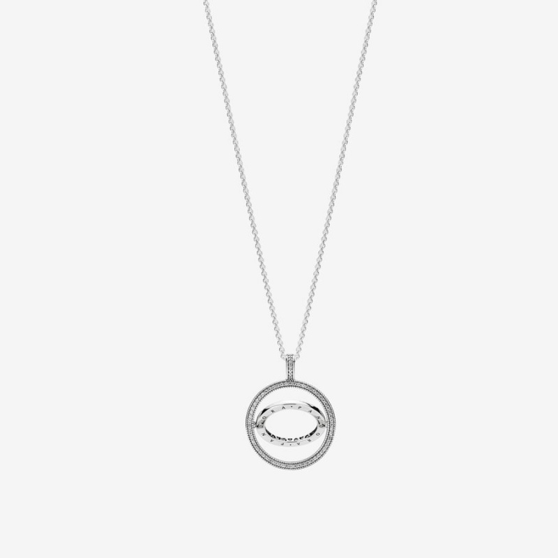 Pandora Logo Circle Necklace Sterling Silver | 658VXPRJG