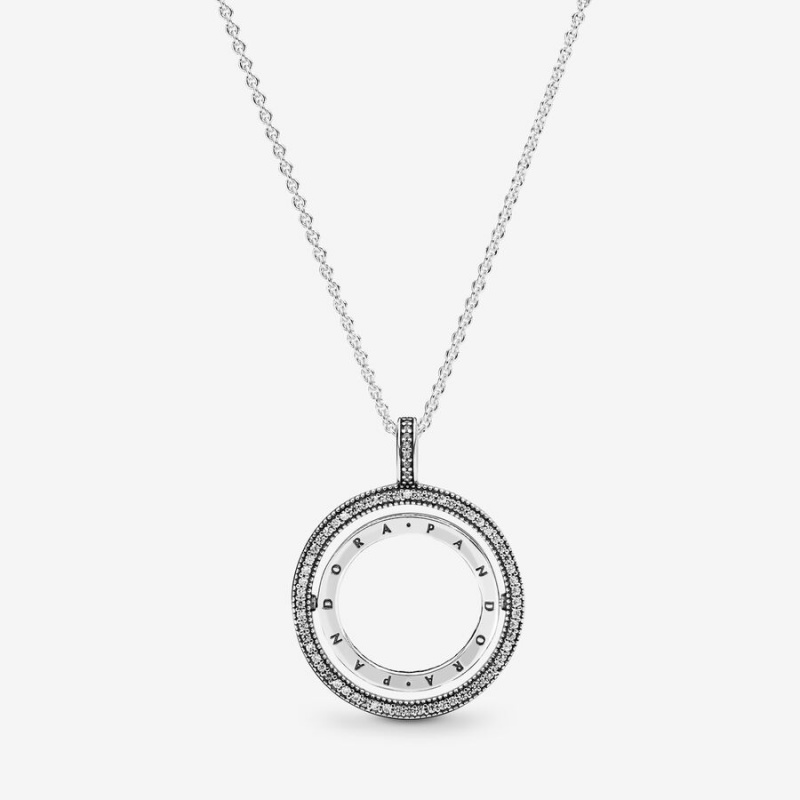 Pandora Logo Circle Necklace Sterling Silver | 658VXPRJG