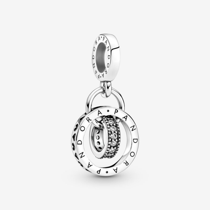 Pandora Logo Circles Dangle Charm Sterling Silver | 695SCHVPB