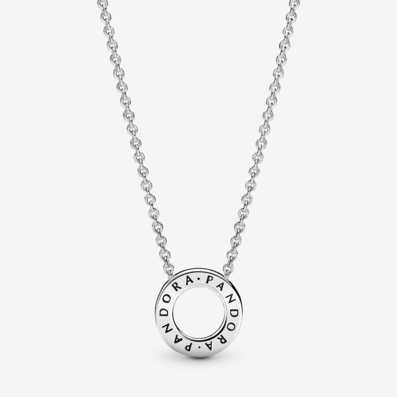 Pandora Logo Pavé Circle Collier Necklace Sterling Silver | 194EYOZKG