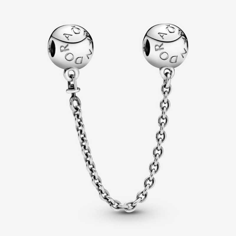 Pandora Logo Safety Chain Charm Sterling Silver | 489RKLZIM