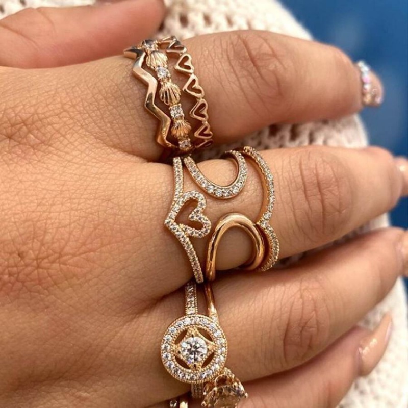 Pandora Lots of Love and Sparkle Stacking Ring Set | 782QERXDW