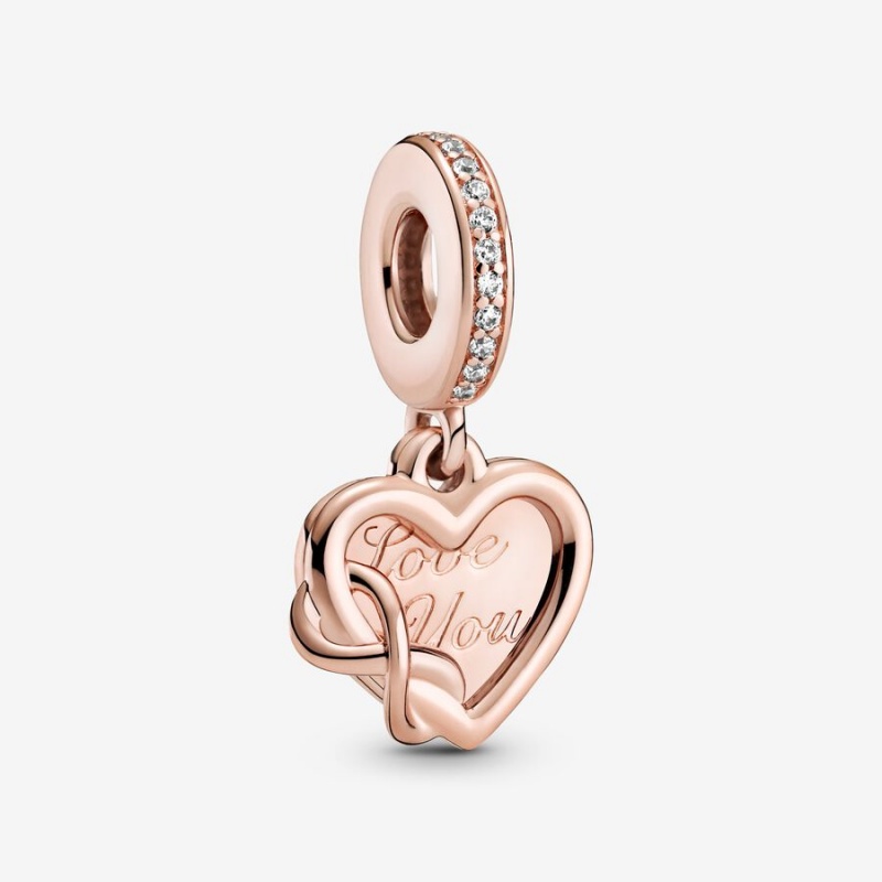 Pandora Love You Infinity Heart Dangle Charm Rose Gold Plated | 014PHCQRY