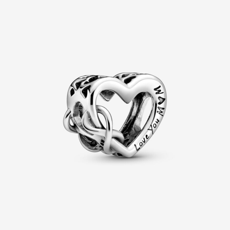 Pandora Love You Mum Infinity Heart Charm Sterling Silver | 758DAHGEN