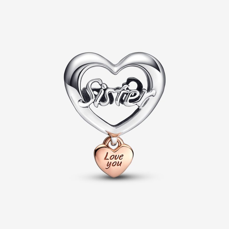 Pandora Love You Sister Heart Charm Two-tone | 468DUVQYP