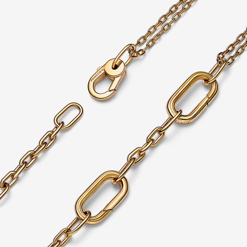 Pandora ME Double Link Chain Necklace Gold Plated | 649PDXYWR