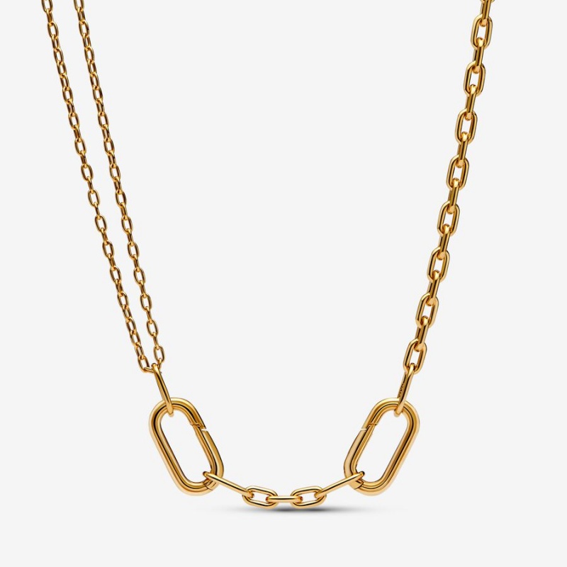 Pandora ME Double Link Chain Necklace Gold Plated | 649PDXYWR