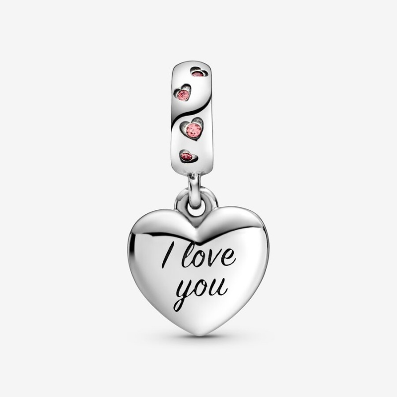 Pandora Mom Script Heart Dangle Charm Sterling Silver | 842VCEKTS