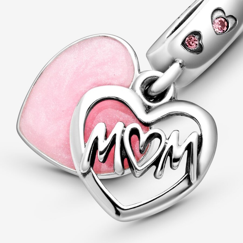 Pandora Mom Script Heart Dangle Charm Sterling Silver | 842VCEKTS