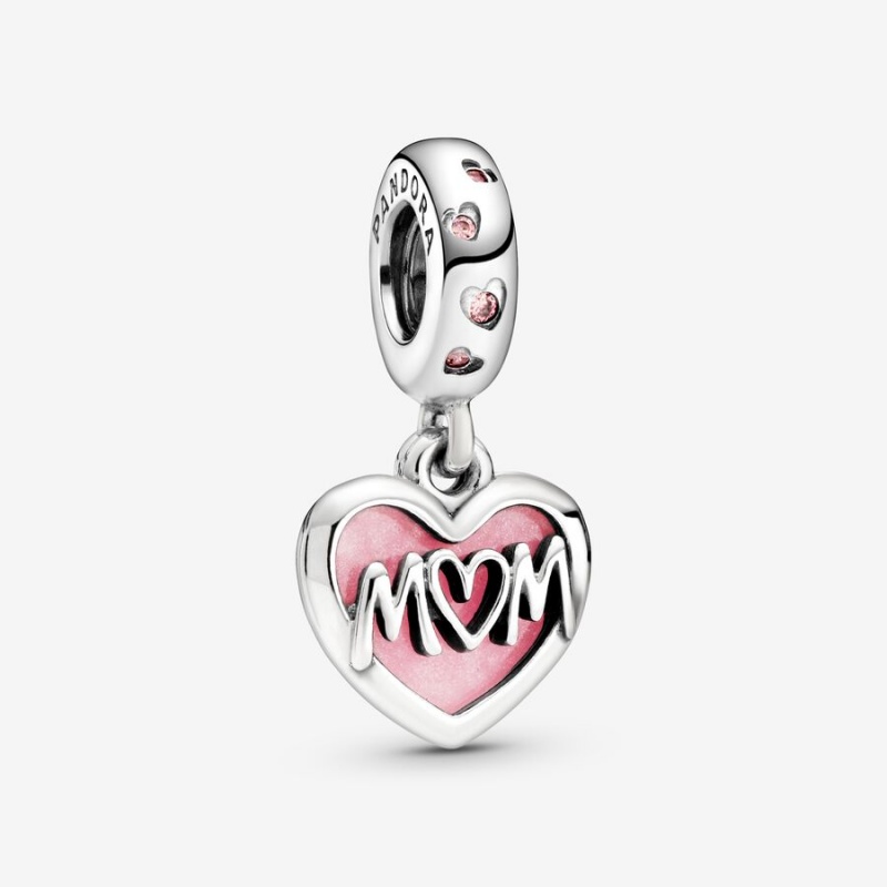 Pandora Mom Script Heart Dangle Charm Sterling Silver | 842VCEKTS