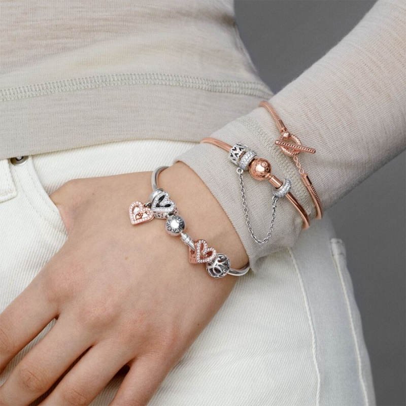 Pandora Moments Bangle Rose Gold Plated | 971ADYMQB