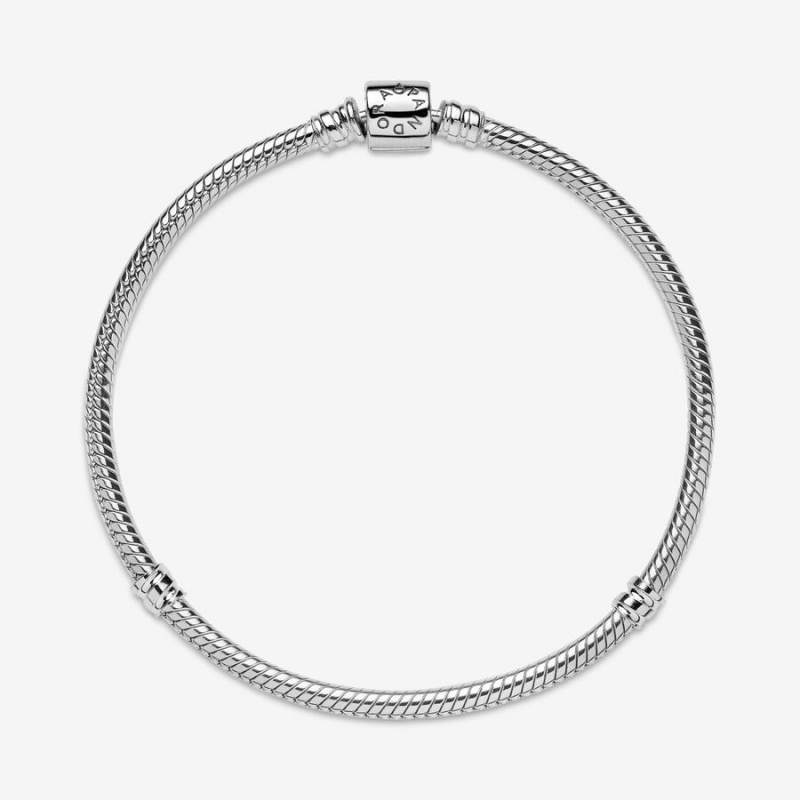 Pandora Moments Barrel Clasp Snake Chain Bracelet Sterling Silver | 946HMLUGS