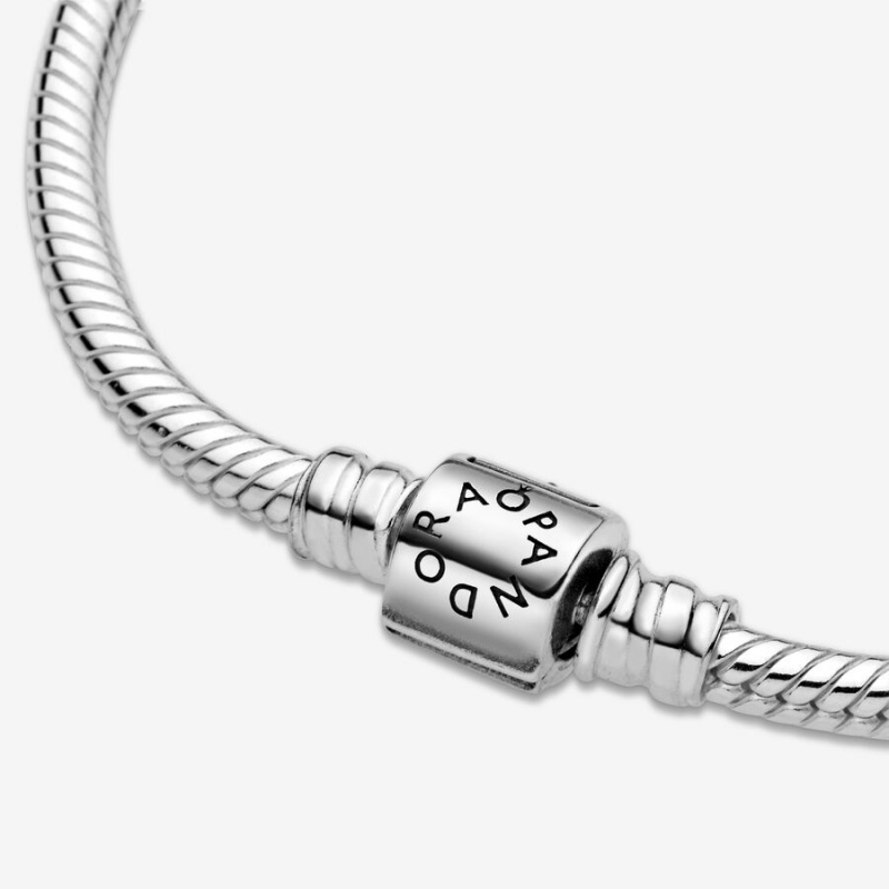 Pandora Moments Barrel Clasp Snake Chain Bracelet Sterling Silver | 946HMLUGS