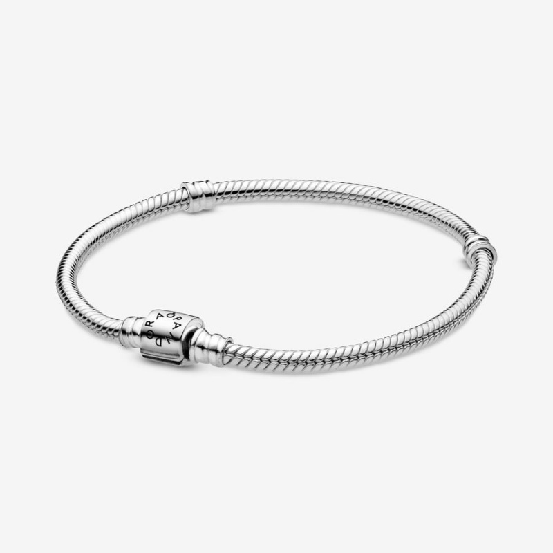 Pandora Moments Barrel Clasp Snake Chain Bracelet Sterling Silver | 946HMLUGS